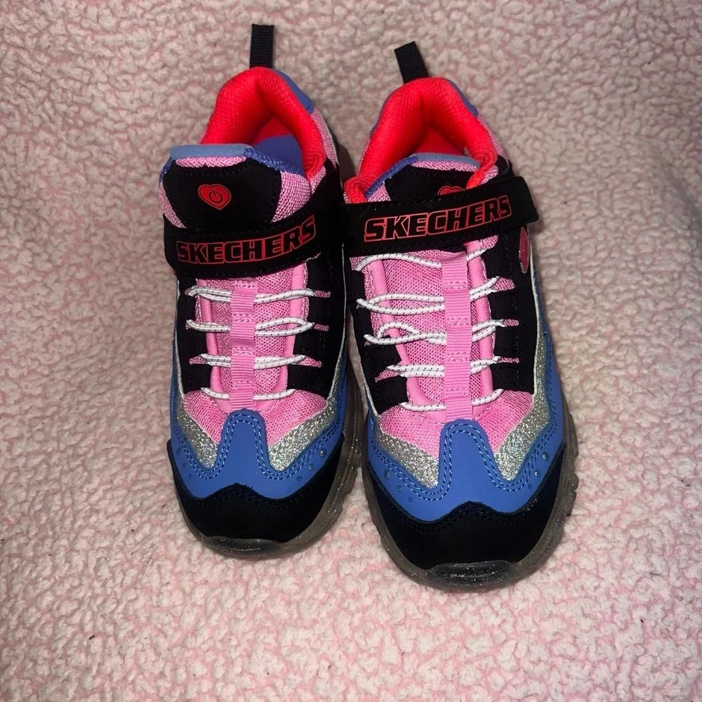 Skechers S Lights Ice D'Lites  Rechargeable Light Up Sneakers Kids Size 1